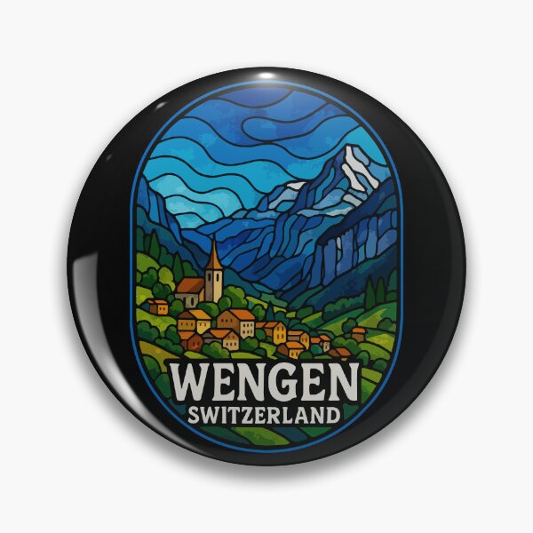 Item preview, Wengen Switzerland Stained Glass Art Travel designed and sold by TomFrontierArt.