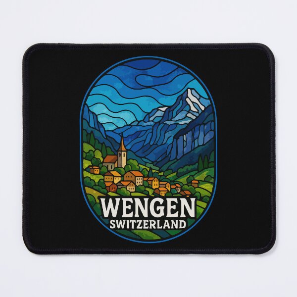 Item preview, Wengen Switzerland Stained Glass Art Travel designed and sold by TomFrontierArt.