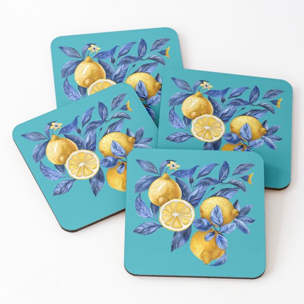 Item preview, Blue Yellow Sicilian Lemon Pattern Dolce Vita Amalfi designed and sold by PG Illustration.