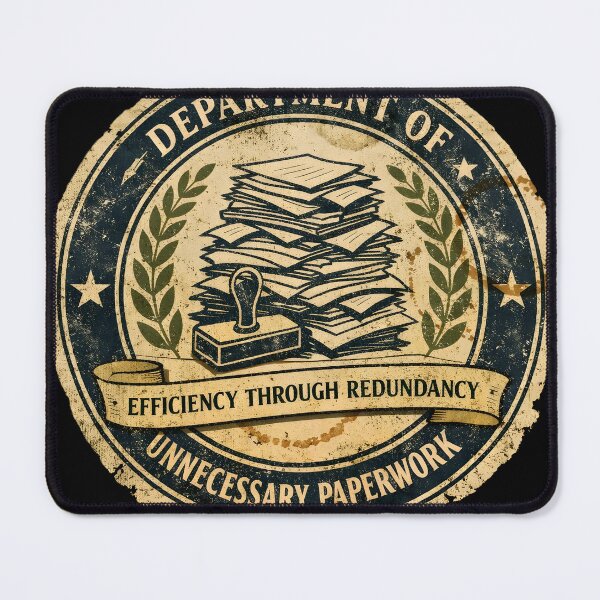 Item preview, Department of Unnecessary Paperwork – Official Seal (1960s Parody Logo) designed and sold by WhisperFrame.