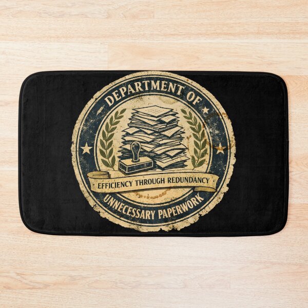 Item preview, Department of Unnecessary Paperwork – Official Seal (1960s Parody Logo) designed and sold by WhisperFrame.
