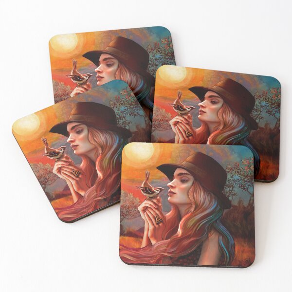 Item preview, Golden Hour Woman among Trees with Bird designed and sold by MarCanton.