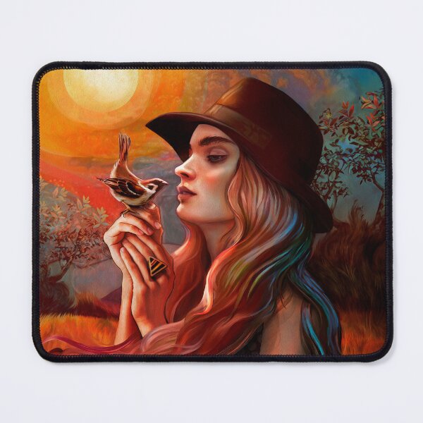 Item preview, Golden Hour Woman among Trees with Bird designed and sold by MarCanton.