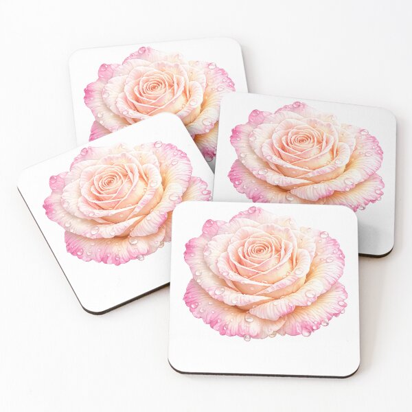Item preview, Soft Pink Rose Flower with Water Drops Isolated on Black Background designed and sold by PixelParinda.