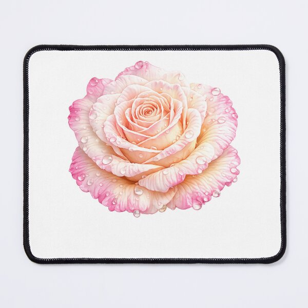 Item preview, Soft Pink Rose Flower with Water Drops Isolated on Black Background designed and sold by PixelParinda.