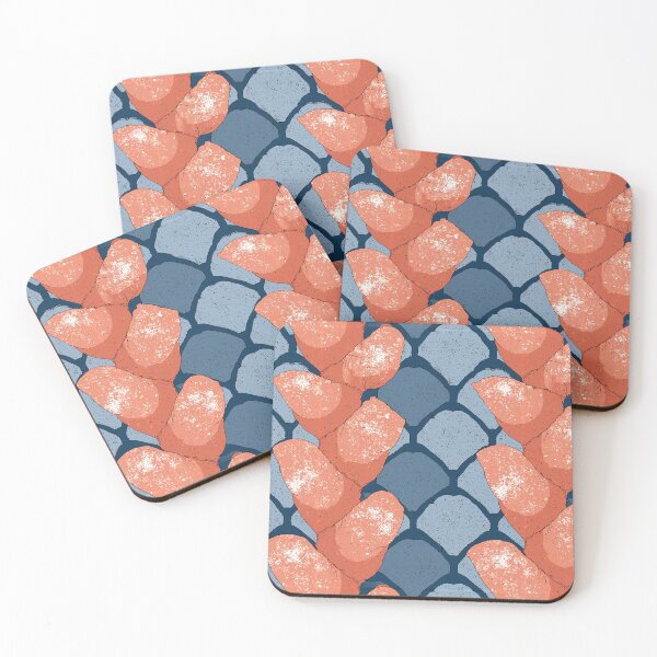 Item preview, Blue and Salmon Pink Fish Scale Pattern designed and sold by Piotrek0001.
