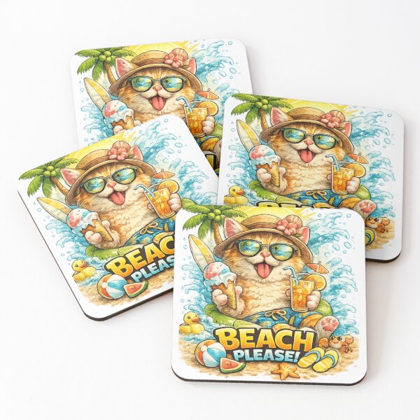 Item preview, Beach Please Funny Summer Cat Vacation Design designed and sold by arifali786.