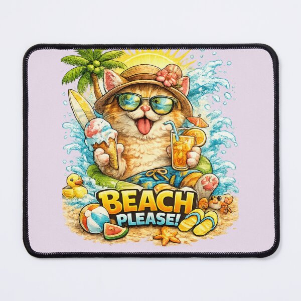 Item preview, Beach Please Funny Summer Cat Vacation Design designed and sold by arifali786.