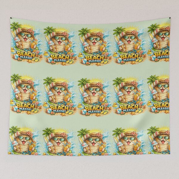 Item preview, Beach Please Funny Summer Cat Vacation Design designed and sold by arifali786.