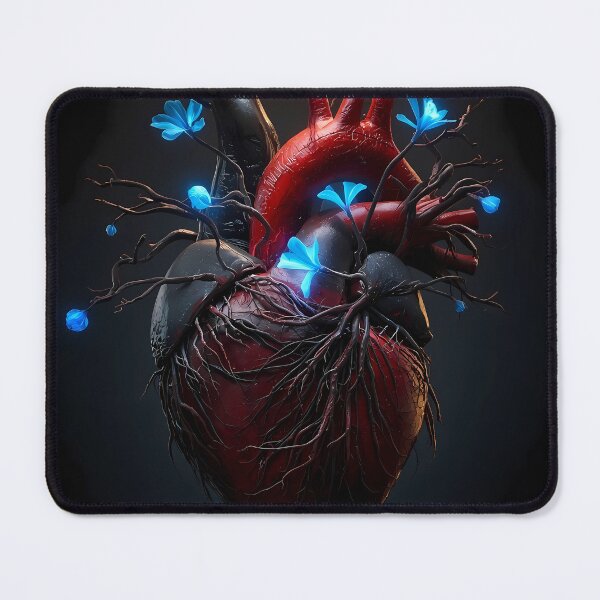 Item preview, Anatomical Heart with Glowing Blue Flowers designed and sold by ArtistKmarKbs.