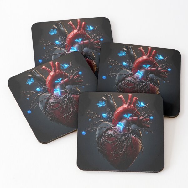 Item preview, Anatomical Heart with Glowing Blue Flowers designed and sold by ArtistKmarKbs.