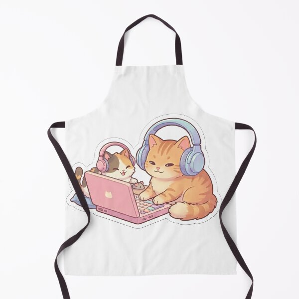 Item preview, Cute Lofi Cat Aesthetic Ginger Kitten with Headphones Laptop Sticker designed and sold by JeevanStickers.