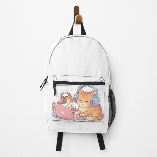 Item preview, Cute Lofi Cat Aesthetic Ginger Kitten with Headphones Laptop Sticker designed and sold by JeevanStickers.