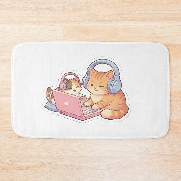 Item preview, Cute Lofi Cat Aesthetic Ginger Kitten with Headphones Laptop Sticker designed and sold by JeevanStickers.