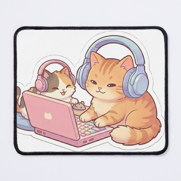Item preview, Cute Lofi Cat Aesthetic Ginger Kitten with Headphones Laptop Sticker designed and sold by JeevanStickers.