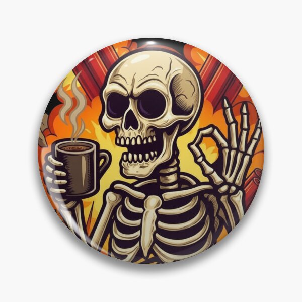 Item preview, ​Coffee First Talk Later Skeleton - Funny Exploding Morning Mood Art designed and sold by thazinart.