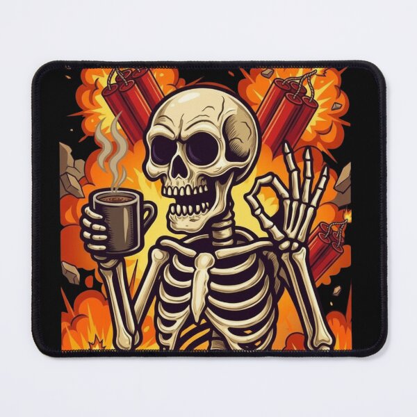Item preview, ​Coffee First Talk Later Skeleton - Funny Exploding Morning Mood Art designed and sold by thazinart.