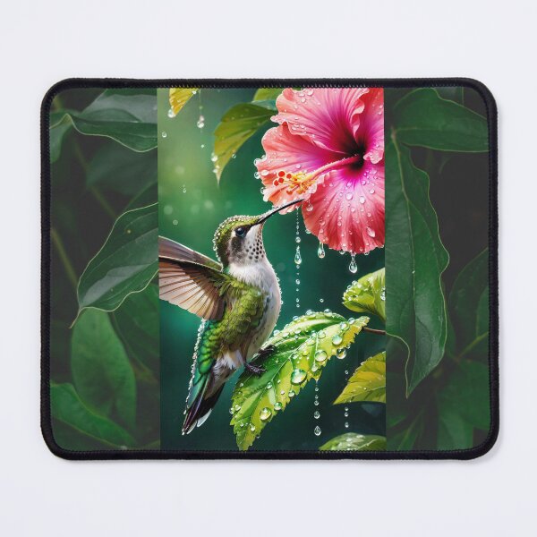 Item preview, Hummingbird and Hibiscus -  Nature under Rain designed and sold by DeepikaKrishna.