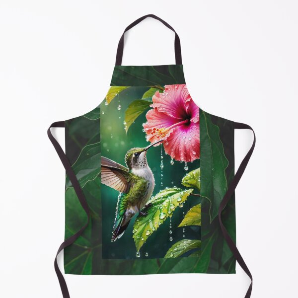 Item preview, Hummingbird and Hibiscus - Nature under Rain designed and sold by DeepikaKrishna.