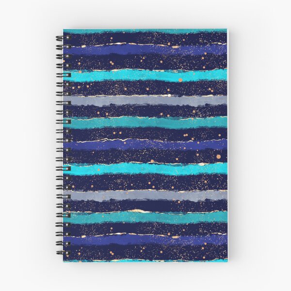 Item preview, Deep Ocean Stripes - Watercolour Brushstroke Waves with Gold Speckles Dark Blue designed and sold by NoemiMarozsan.