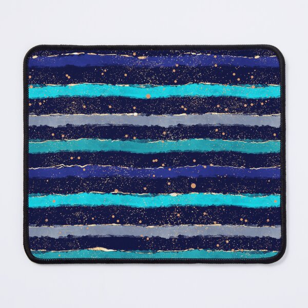 Item preview, Deep Ocean Stripes - Watercolour Brushstroke Waves with Gold Speckles Dark Blue designed and sold by NoemiMarozsan.