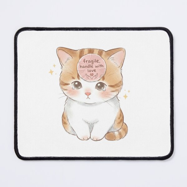 Item preview, Fragile Handle With Love Cute Crying Cat Kawaii Aesthetic Design designed and sold by SoftPawsAtelier.