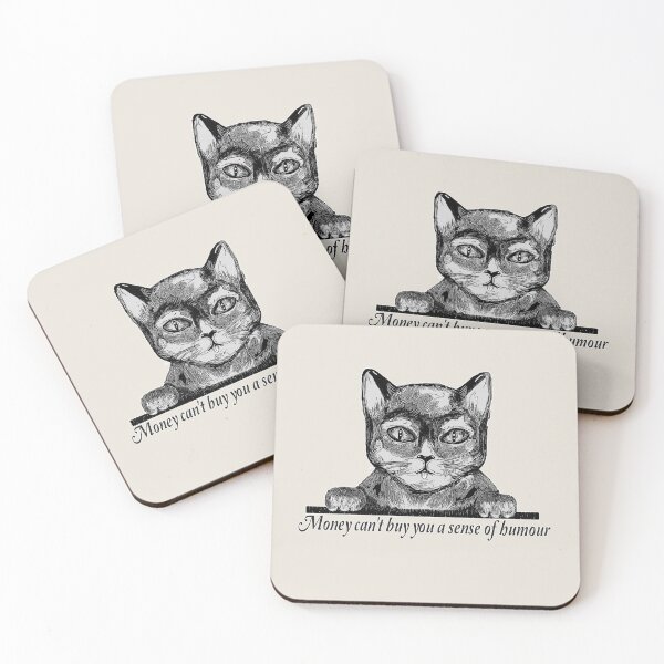 Item preview, Funny Sarcastic Cat Illustration - Money Can't Buy You A Sense Of Humour designed and sold by Kyradem.