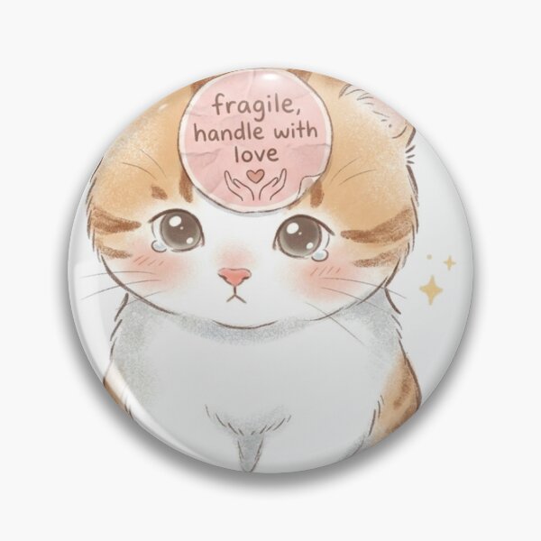 Item preview, Fragile Handle With Love Cute Crying Cat Kawaii Aesthetic Design designed and sold by SoftPawsAtelier.