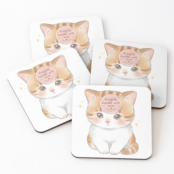 Item preview, Fragile Handle With Love Cute Crying Cat Kawaii Aesthetic Design designed and sold by SoftPawsAtelier.