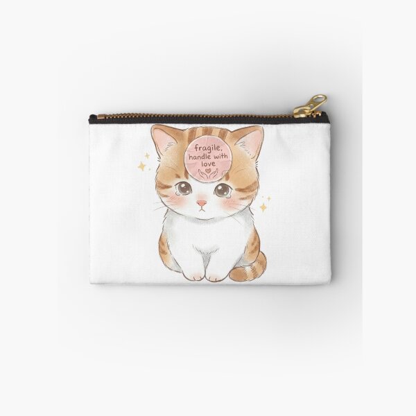 Item preview, Fragile Handle With Love Cute Crying Cat Kawaii Aesthetic Design designed and sold by SoftPawsAtelier.