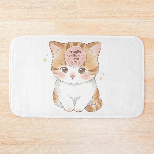 Item preview, Fragile Handle With Love Cute Crying Cat Kawaii Aesthetic Design designed and sold by SoftPawsAtelier.