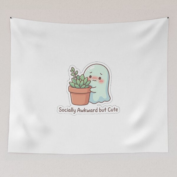 Item preview, Cute Ghost Socially Awkward But Cute Funny Introvert Sticker designed and sold by JeevanStickers.