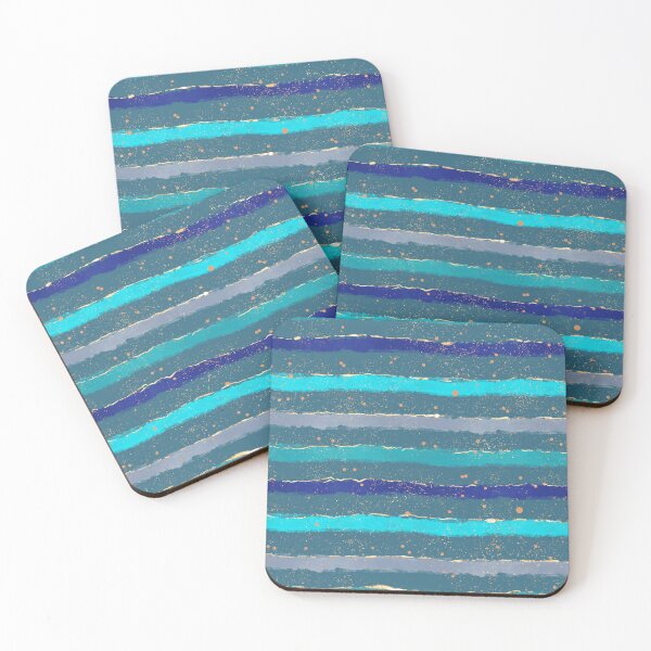Item preview, Deep Ocean Stripes - Watercolour Brushstroke Waves with Gold Speckles Teal designed and sold by NoemiMarozsan.