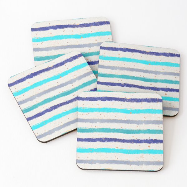 Item preview, Deep Ocean Stripes - Watercolour Brushstroke Waves with Gold Speckles White designed and sold by NoemiMarozsan.