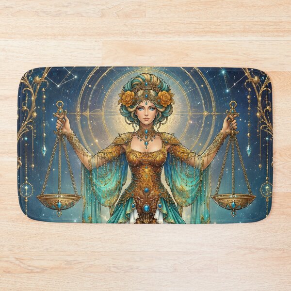 Item preview, Libra 1 - Celestial Libra Goddess Golden Zodiac Art designed and sold by NikaNavi.