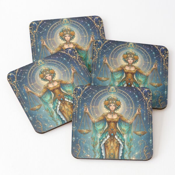 Item preview, Libra 1 - Celestial Libra Goddess Golden Zodiac Art designed and sold by NikaNavi.