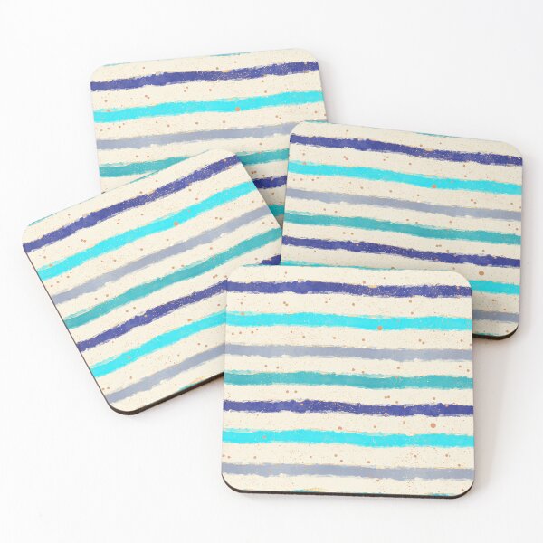 Item preview, Deep Ocean Stripes - Watercolour Brushstroke Waves with Gold Speckles Beige designed and sold by NoemiMarozsan.
