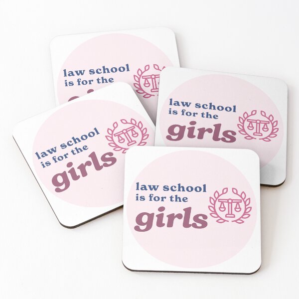 Item preview, Law School is for the Girls (light pink, navy/maroon lettering, & pink scales of justice) designed and sold by Guardian Graphics.
