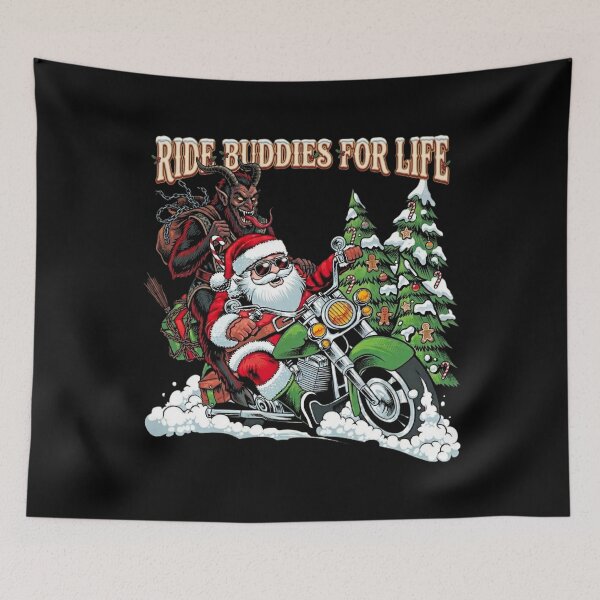 Item preview, Ride Buddies for Life – Holiday Biker Santa & Krampus Christmas Motorcycle designed and sold by SidTastic .