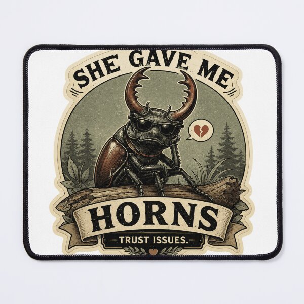 Item preview, She Gave Me Horns – Stag Beetle Meme Sticker designed and sold by Airimo.