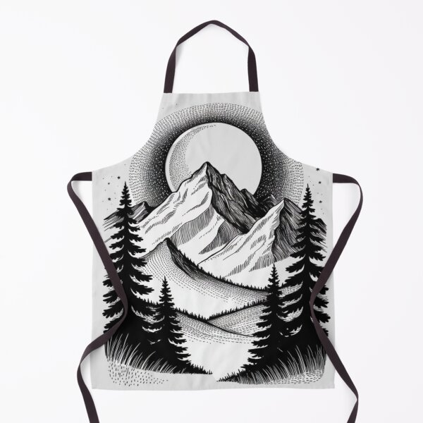 Item preview, mountain range with pine trees and moon designed and sold by 123ks.