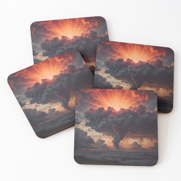 Item preview, Dramatic Storm Cloud Wall Art, Fiery Sky Tornado Fantasy Landscape Print designed and sold by BeautifulVirtues.