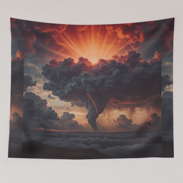 Item preview, Dramatic Storm Cloud Wall Art, Fiery Sky Tornado Fantasy Landscape Print designed and sold by BeautifulVirtues.