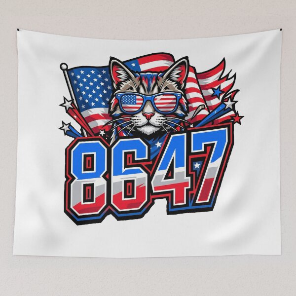 Item preview, 8647 american flag sunglasses cat art designed and sold by ArtDesignTp.