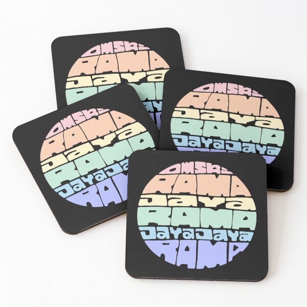 Item preview, Jaya Rama hand lettering round circle mantra chant pastel rainbow black designed and sold by wordznart.