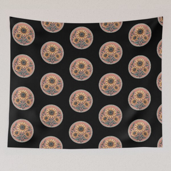 Item preview, Distressed Floral Circular Design Sunflower Vintage Flowers 70s 80s 90s  designed and sold by OnPointOutfits.