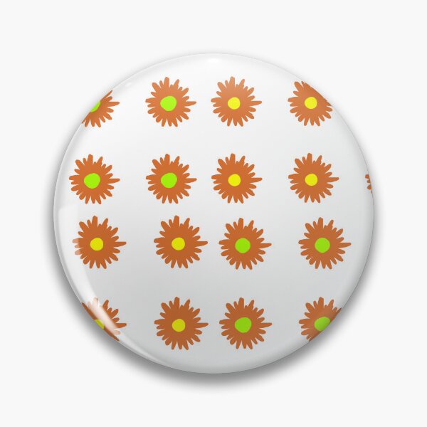 Artikelvorschau, Retro-Muster mit orangefarbenen Gänseblümchen – Vintage-Flower-Power-Gitter der 70er Jahre entworfen und verkauft von Kazewalk.