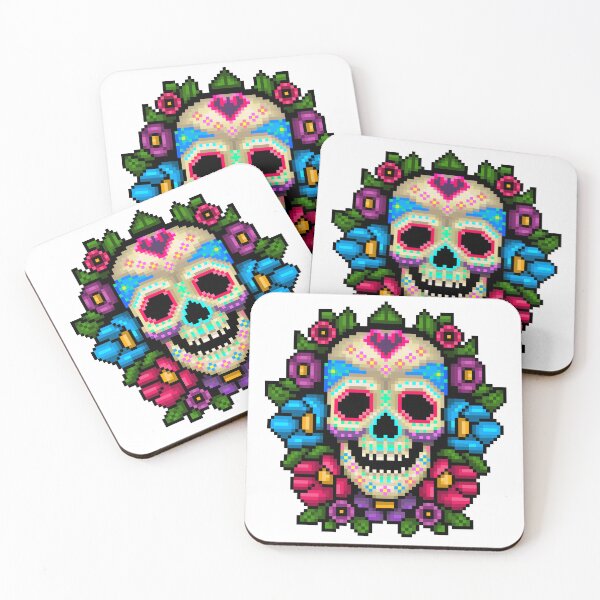 Item preview, Pixelated Sugar Skull - Eternal Bloom designed and sold by MMjs826.