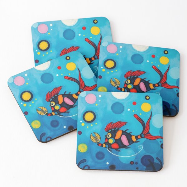 Item preview, Fun Colorful Fish on Blue Background designed and sold by RAISC.