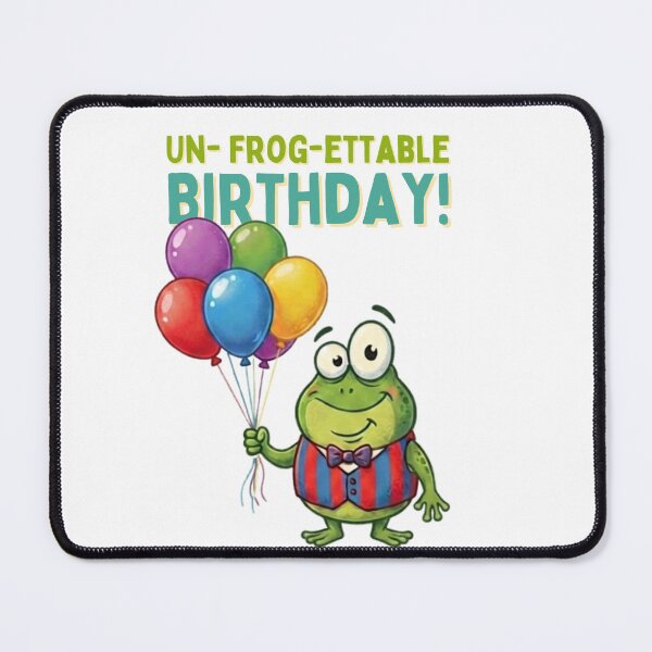 Item preview, Un-frog-ettable Birthday - Funny Cartoon Frog with Balloons designed and sold by Rightstudio1.